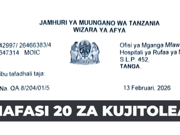 Tanga Regional Hospital Volunteer Vacancies 2026 – Ajirachap