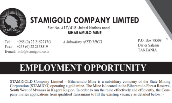 STAMIGOLD Company Ltd (Biharamulo Mine) Vacancies 2026 – Ajirachap