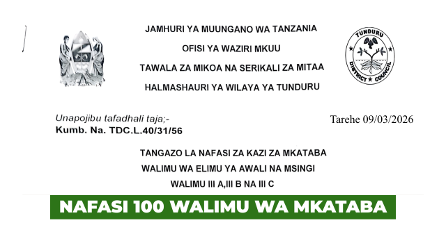 Tunduru District Council Walimu wa Mkataba – Ajirachap